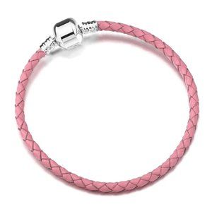Pink Leather Bracelet with Sterling Silver Barrel Clasp - BRAND NEW